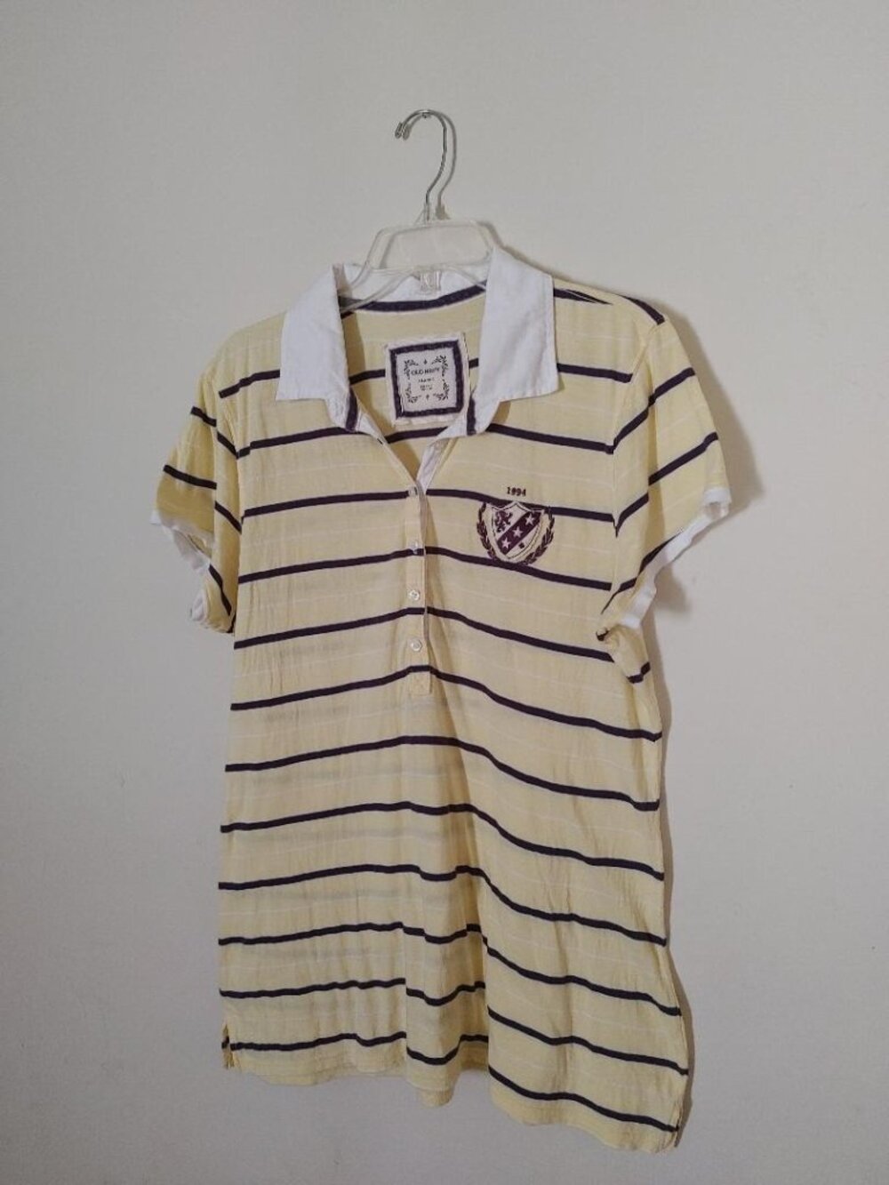 Vintage Old Navy Short-Sleeved Tunic Length Polo Shirt with Embroidered Crest